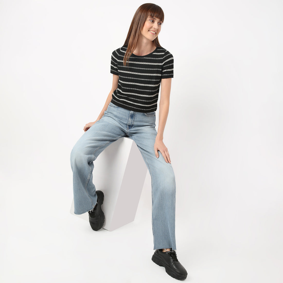 Regular Fit Striped Round Neck T-Shirt