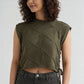 Cotton Polyester Geometric Sleeveless T-Shirt