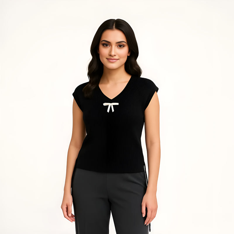 Buy Cotton T-Shirt With Bow Detail & Side Ruching - Style Union