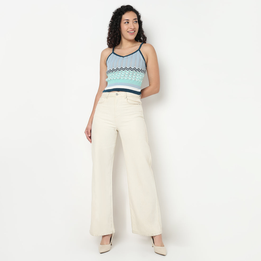 Buy Women Slim Fit Chevron Sleeveless T-Shirt  - Style Union