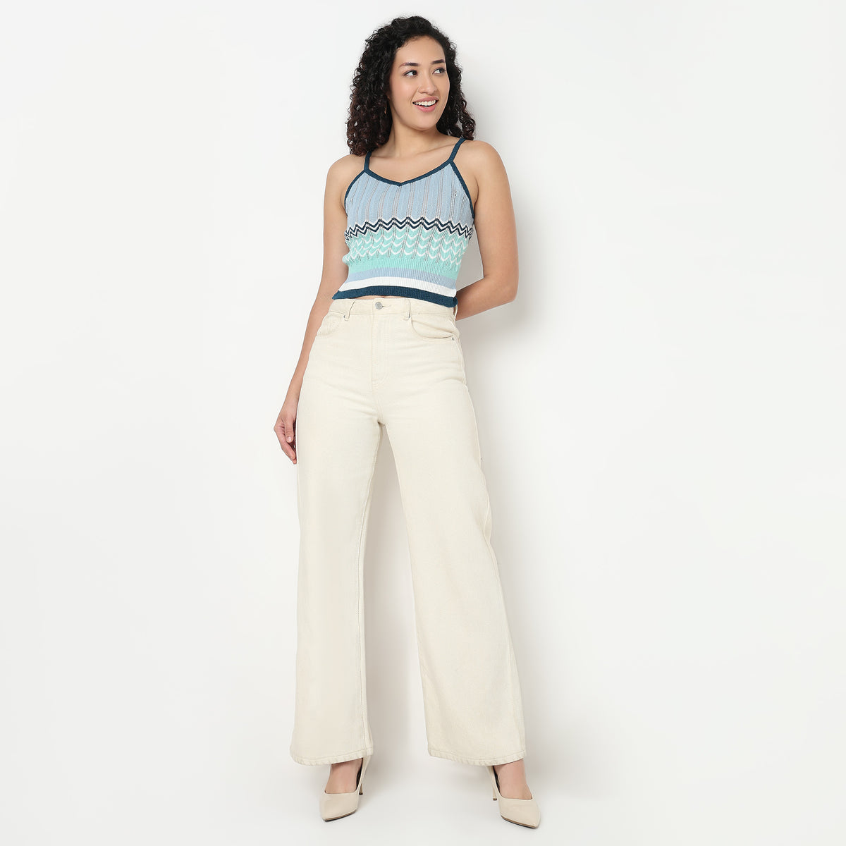 Buy Women Slim Fit Chevron Sleeveless T-Shirt  - Style Union