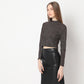 Mock Turtle Neck Full Sleeve Party Crop Top