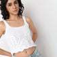 Knitted Solid Cropped Scoop Neck T-Shirt