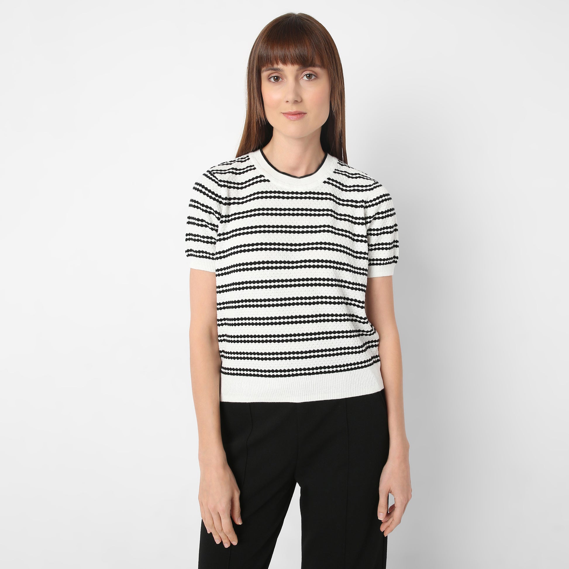 Regular Fit Striped Round Neck T-Shirt