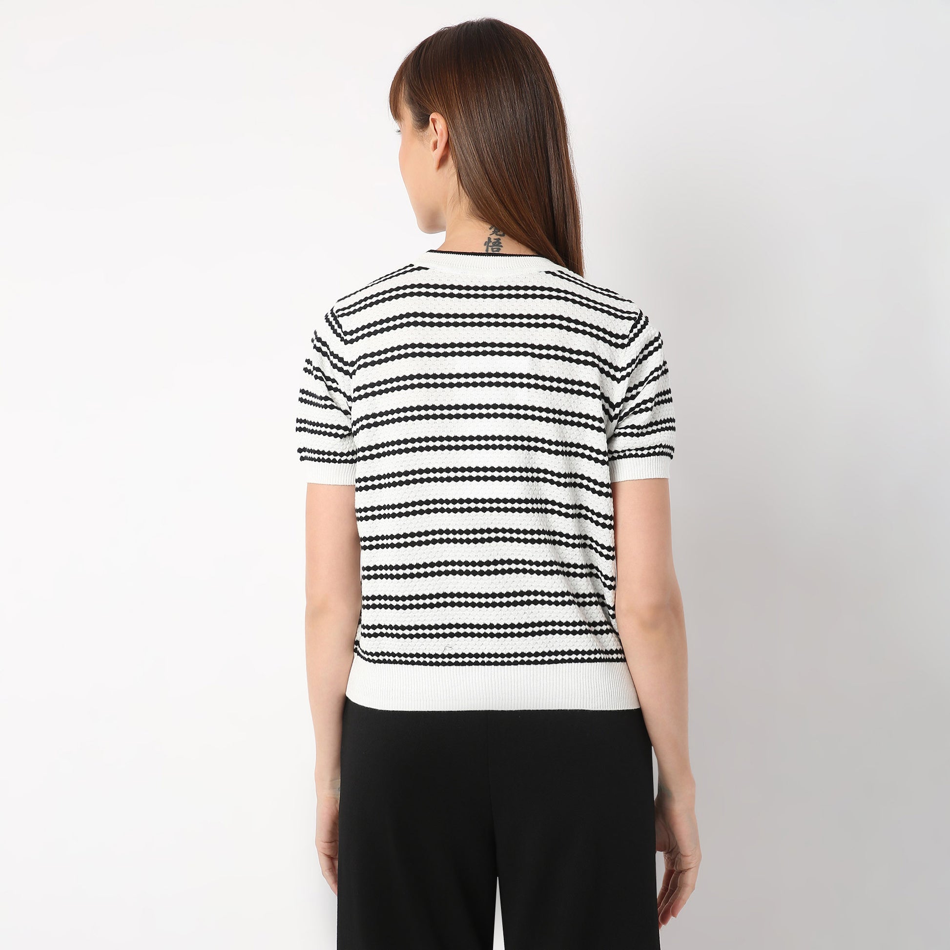 Regular Fit Striped Round Neck T-Shirt