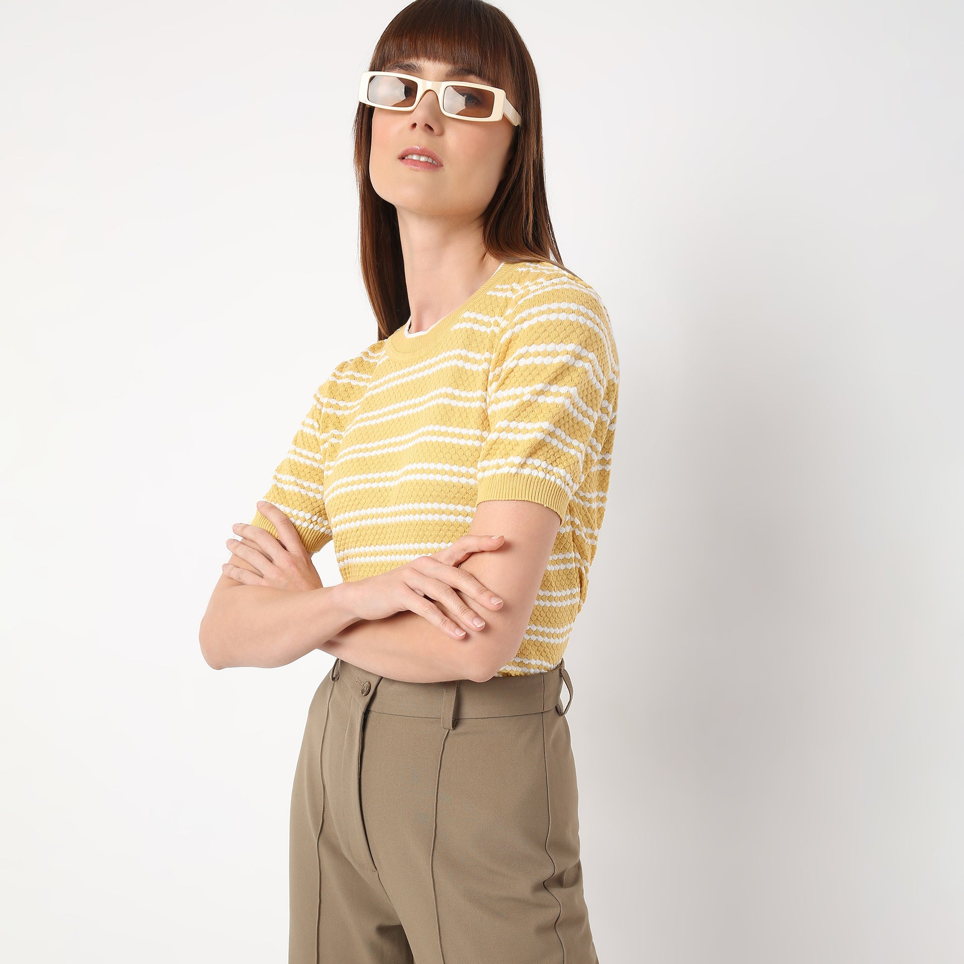 Regular Fit Striped Round Neck T-Shirt