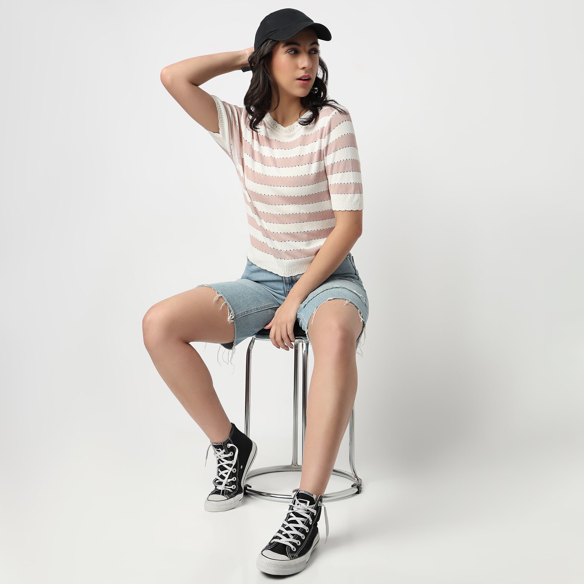 Cropped Striped T-Shirt