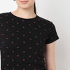 Side Ruching All Over Print Cherry Print Tee