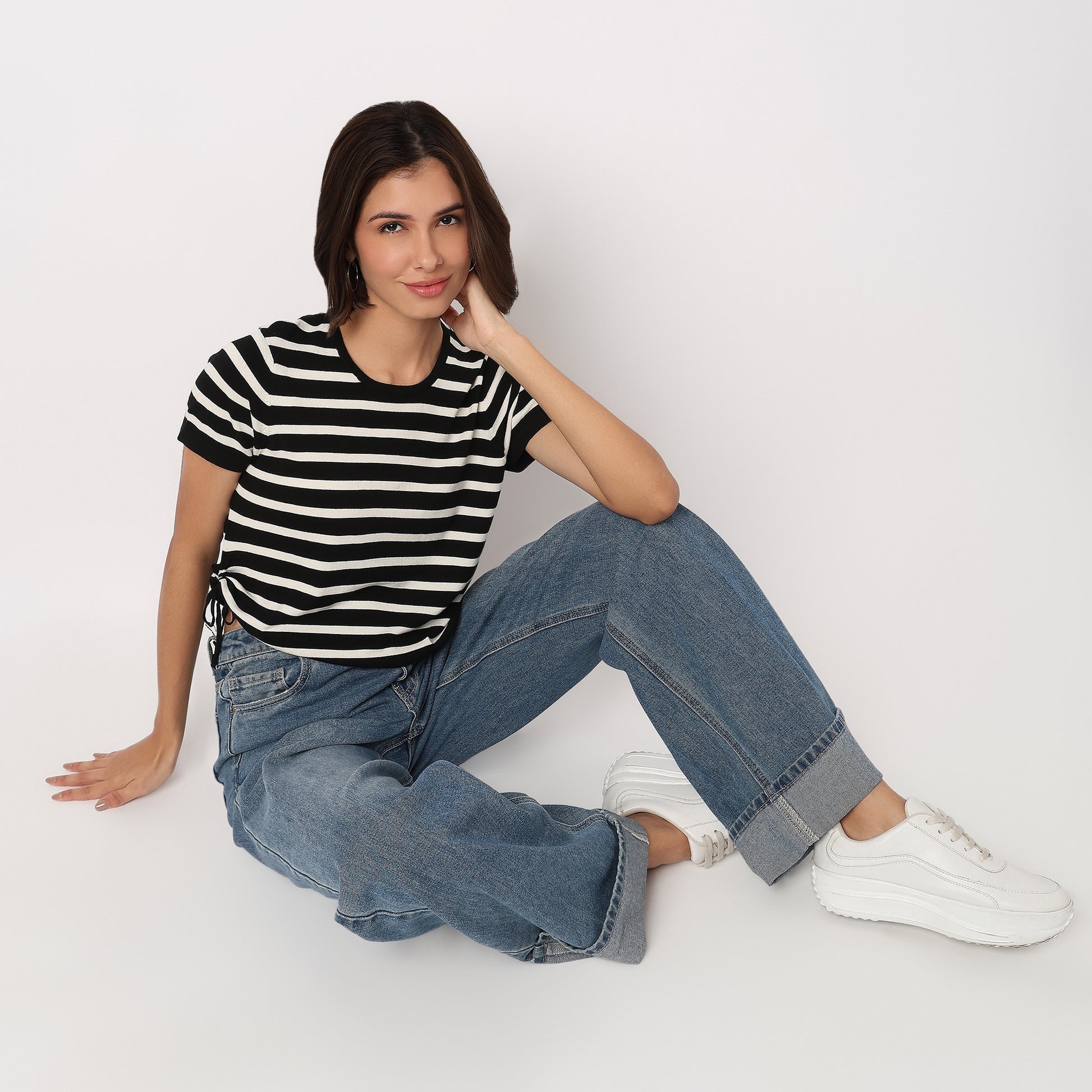 Striped Flatknit Crop T-Shirt