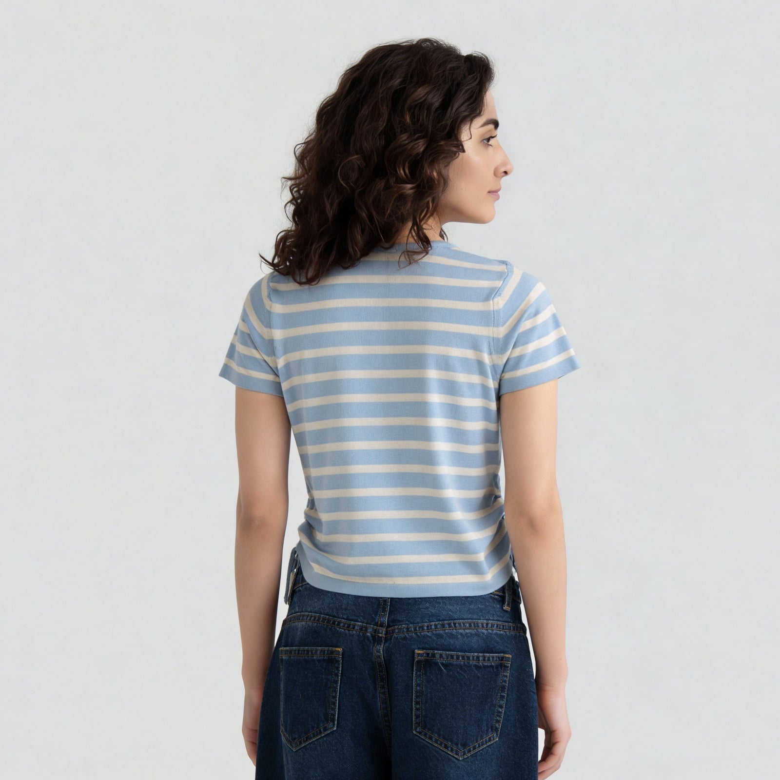 Striped Flatknit Crop T-Shirt