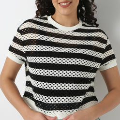 Betty Cropped Boxy Fit Fashion Tee With Half Sleeve