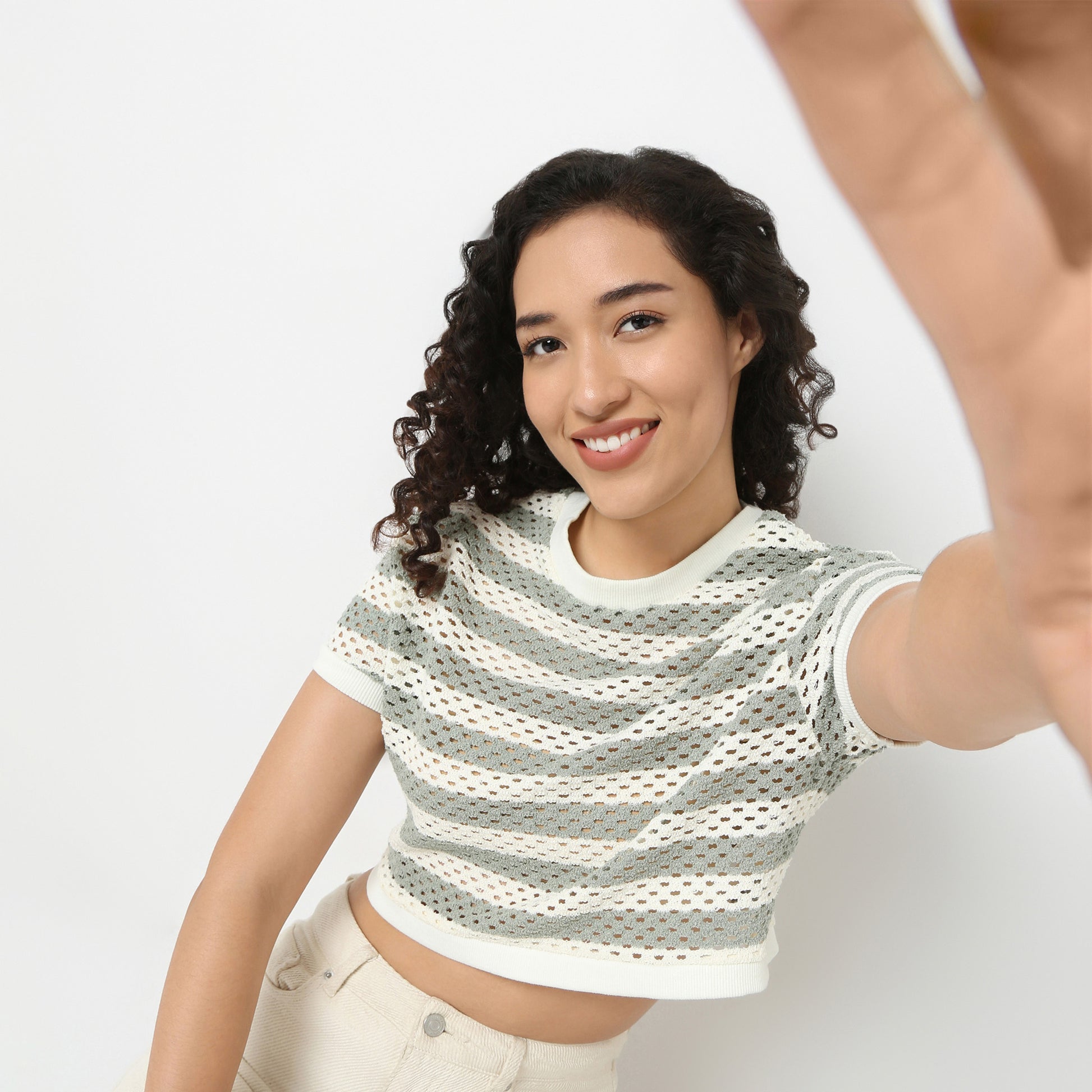 Betty Cropped Boxy Fit Fashion Tee With Half Sleeve