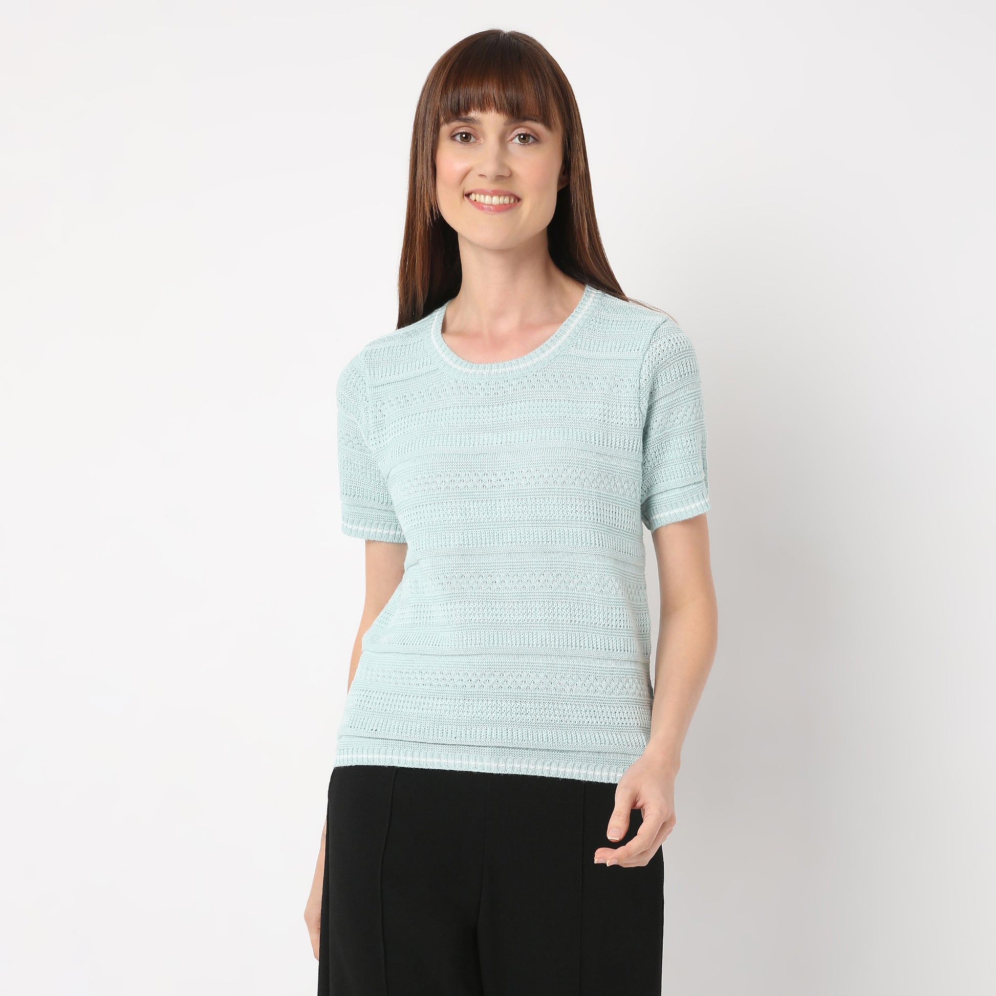 Regular Fit Striped Round Neck T-Shirt