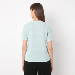 Regular Fit Striped Round Neck T-Shirt