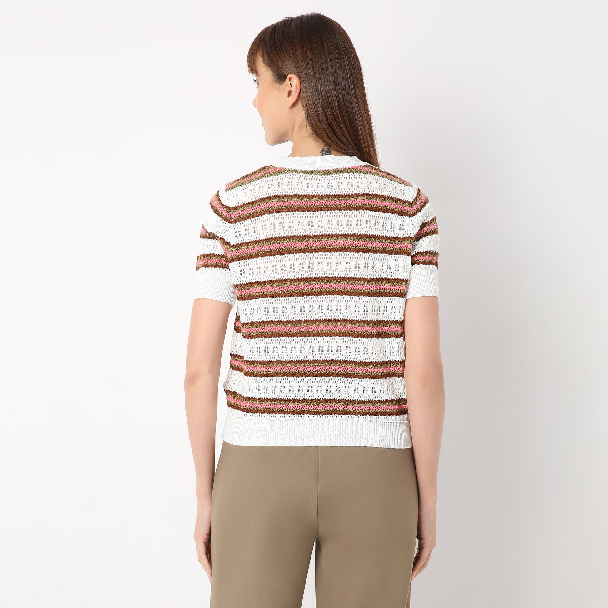 Regular Fit Striped Round Neck T-Shirt