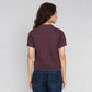 Cotton Knitted Crop Polo Neck T-Shirt