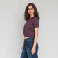 Cotton Knitted Crop Polo Neck T-Shirt
