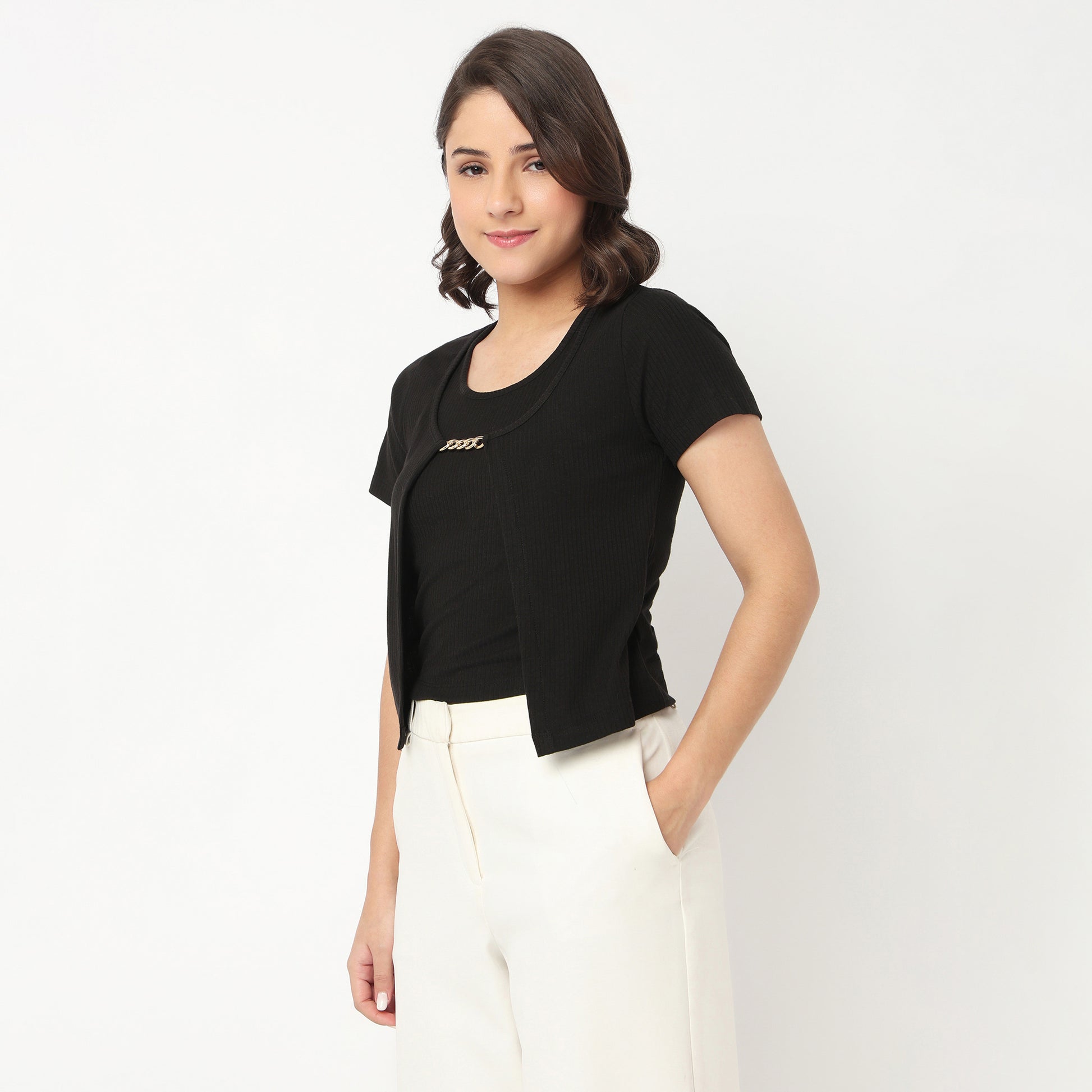 Cropped Slim Fit T-Shirt