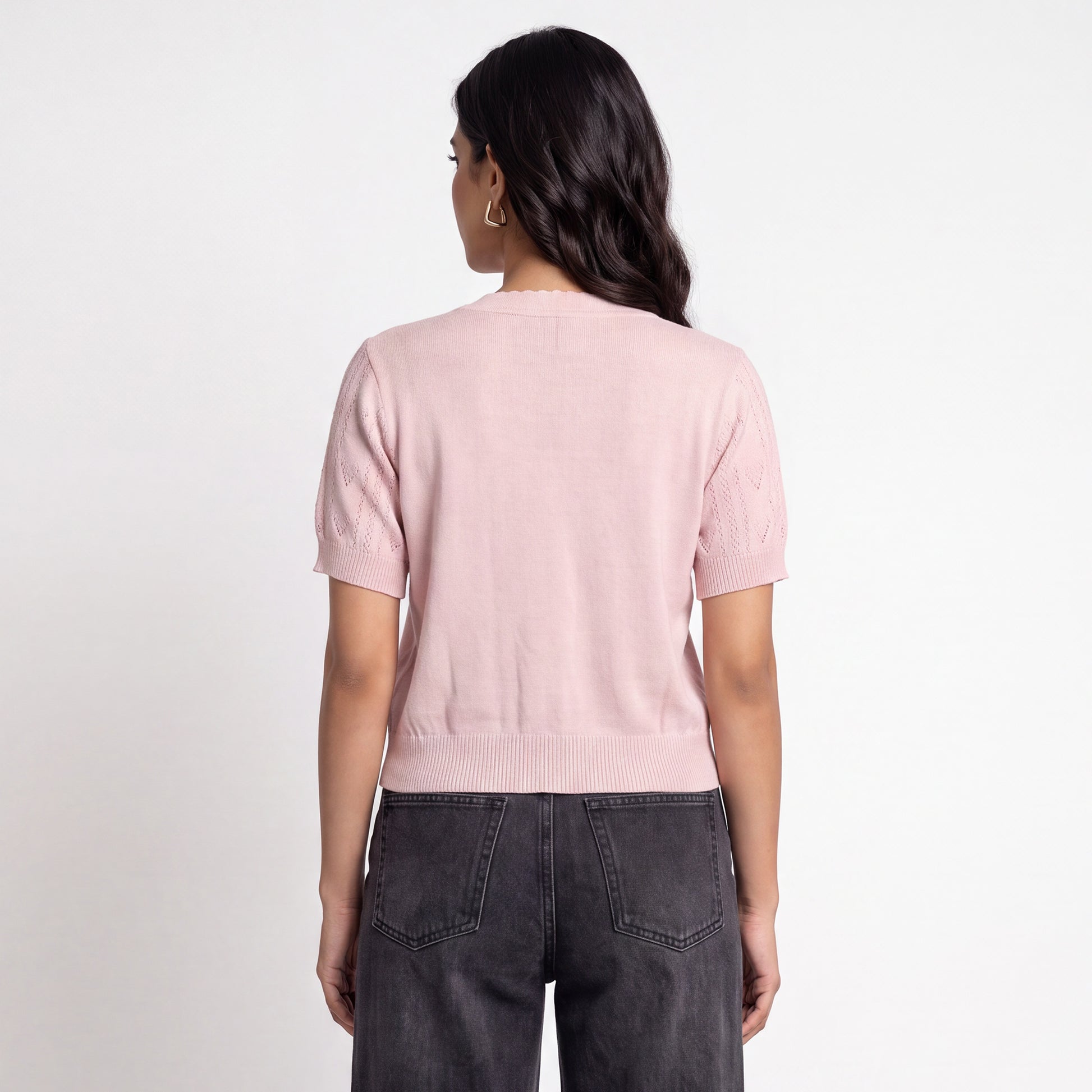 Cotton V-Neck Cropped T-Shirt
