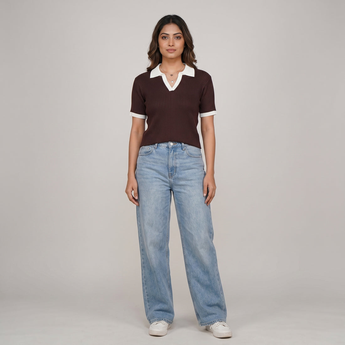 Knitted Solid Crop T-Shirt