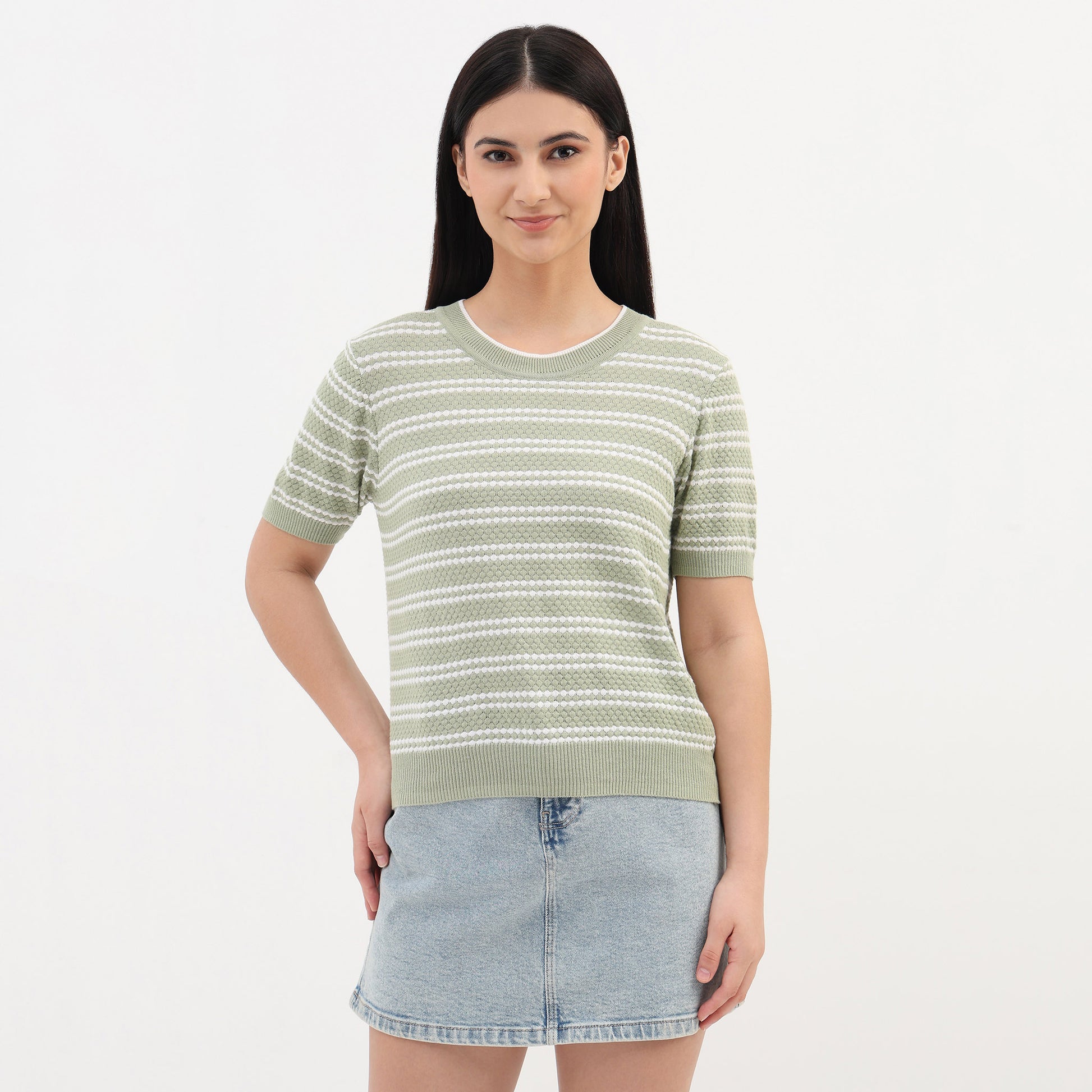 Cotton Knitted Striped T-Shirt