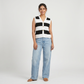 Striped V-Neck Cropped T-Shirt
