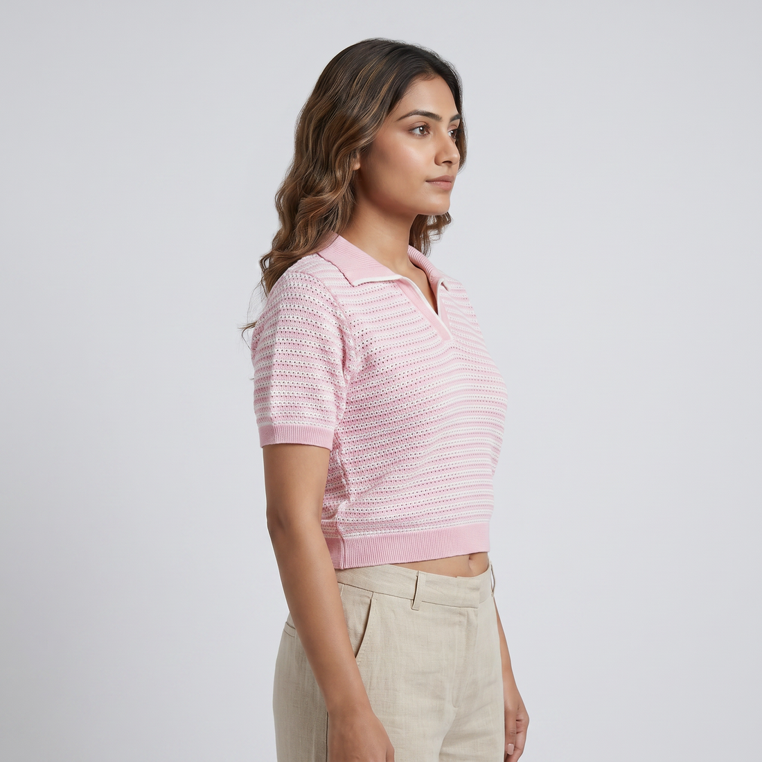 Cotton Striped Cropped T-Shirt