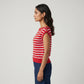 Striped Boat Neck Cropped T-Shirt