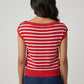 Striped Boat Neck Cropped T-Shirt