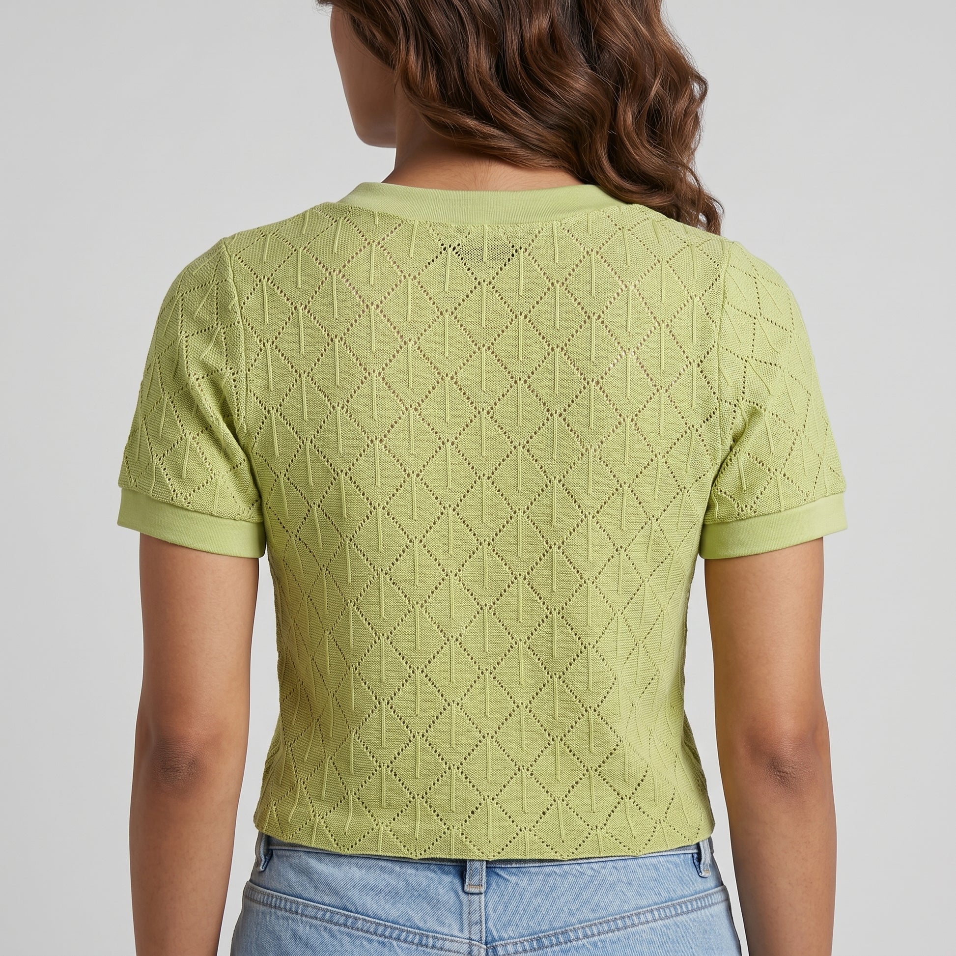 Knitted Solid Crop T-Shirt