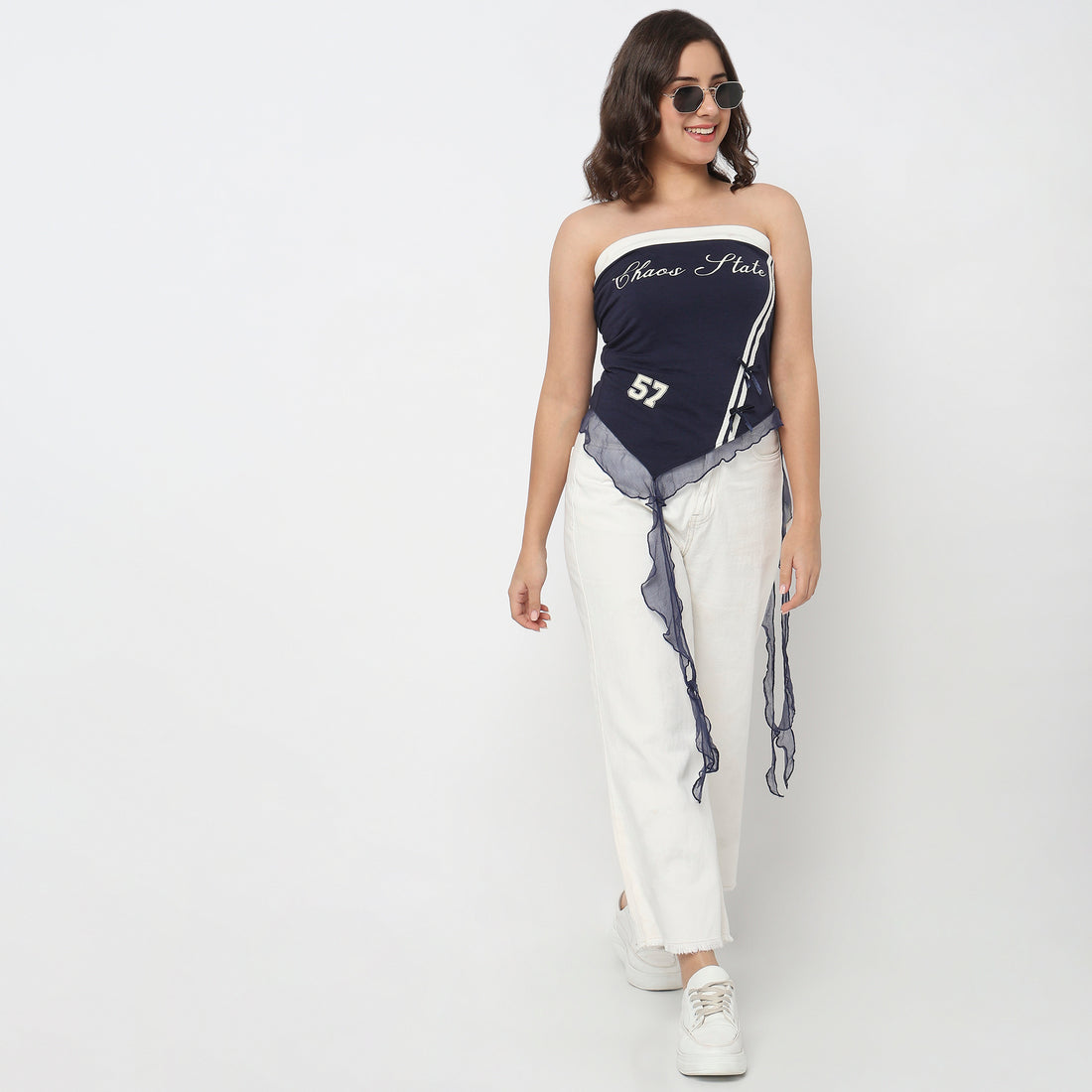 Cotton Printed Off Shoulder Crop Top