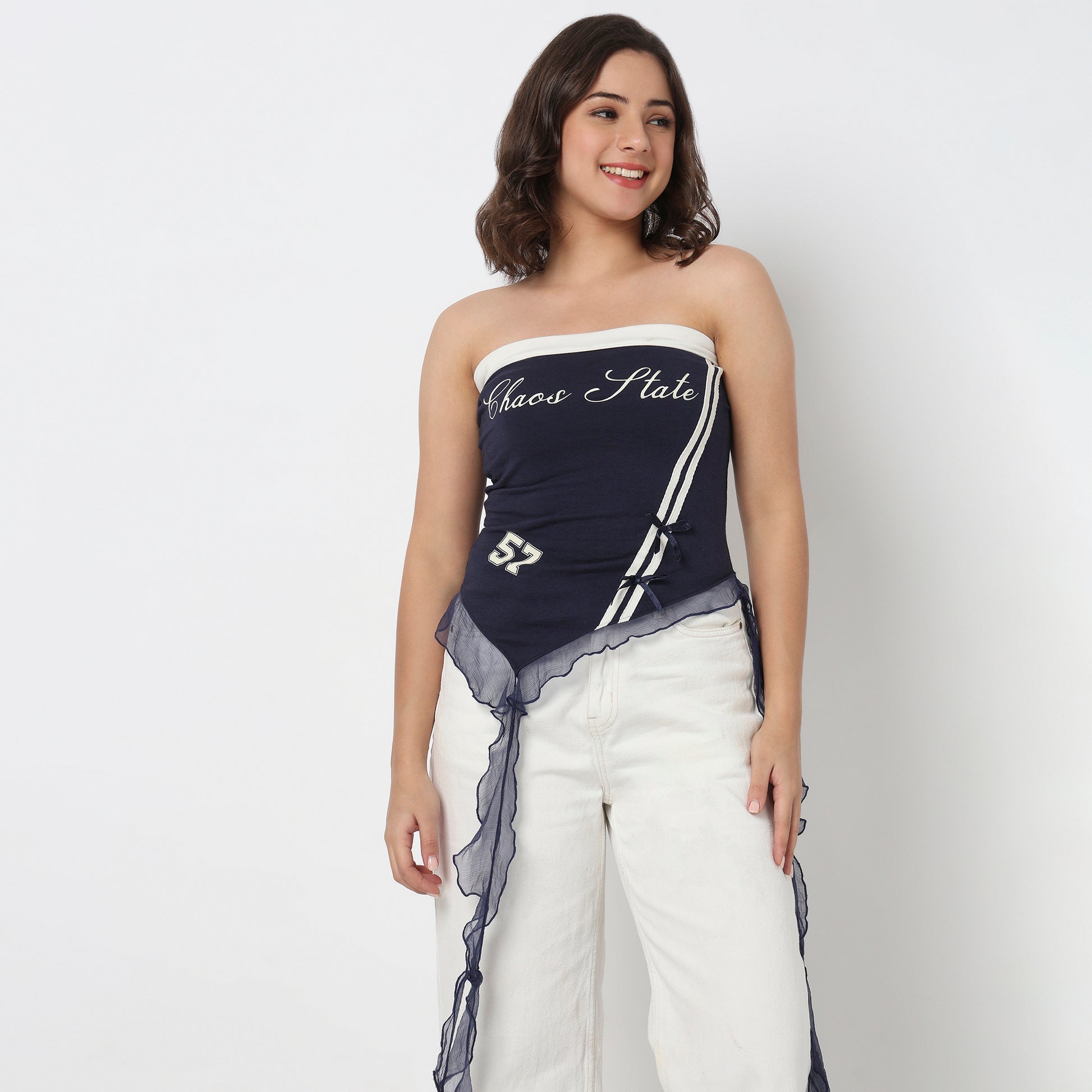 Cotton Printed Off Shoulder Crop Top