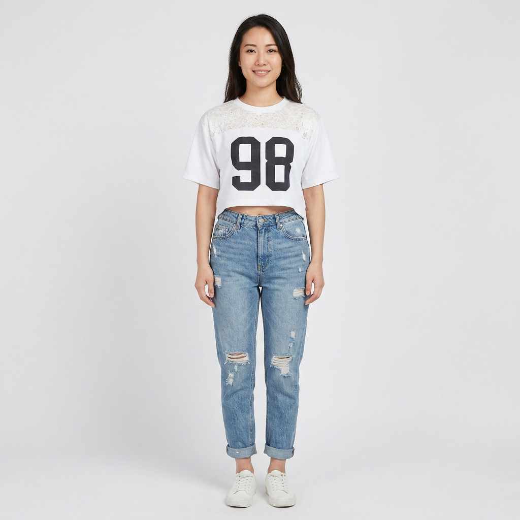 Printed Oversize Crop T-Shirt