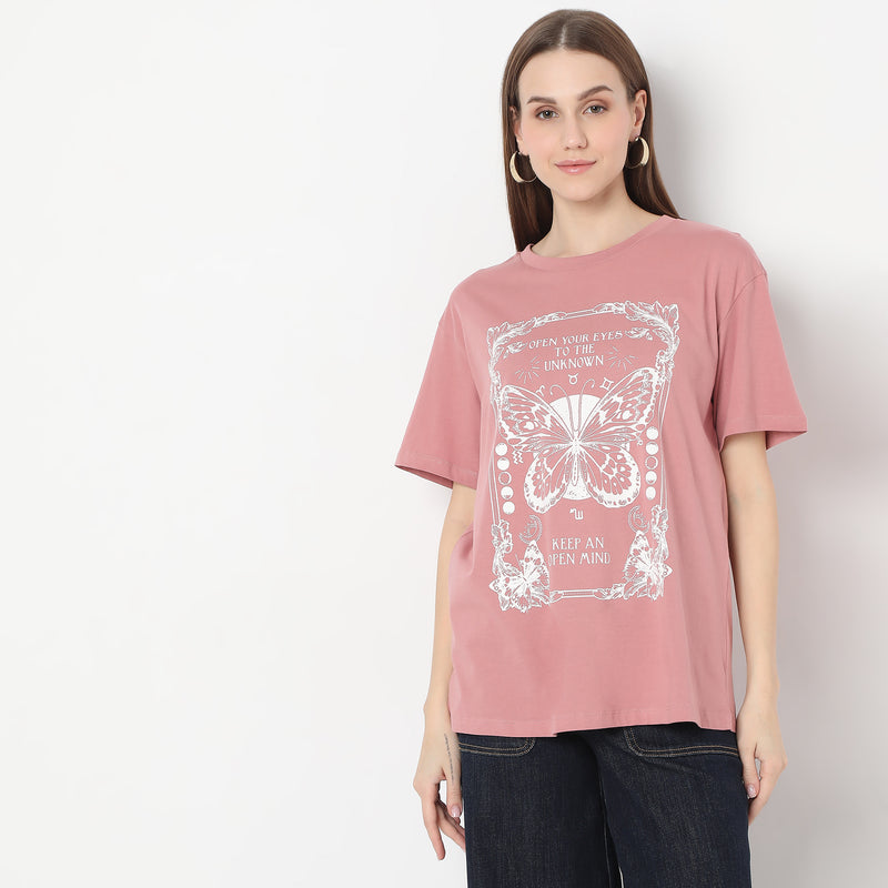 Oversize Butterfly Print Graphic T-Shirt