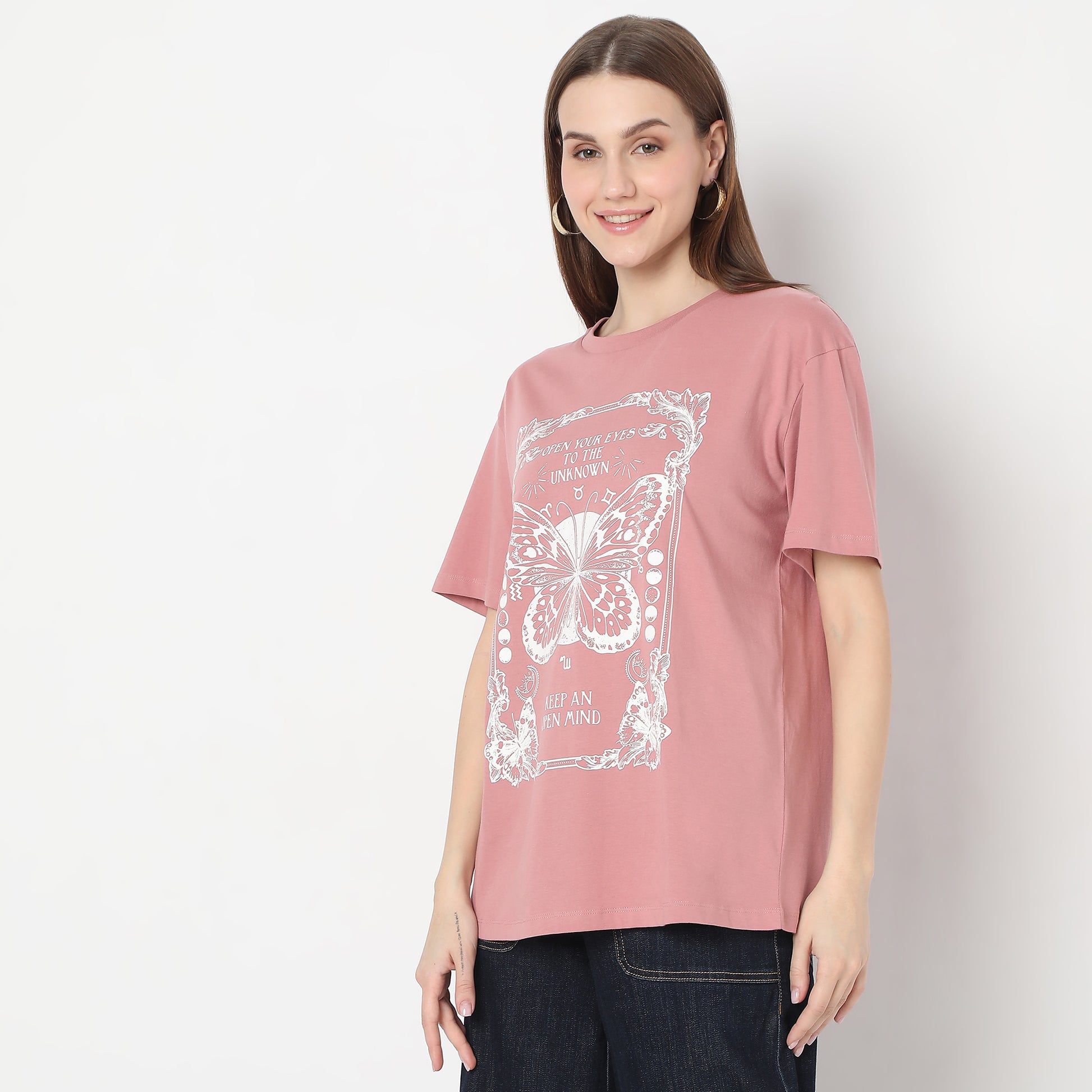 Oversize Butterfly Print Graphic T-Shirt