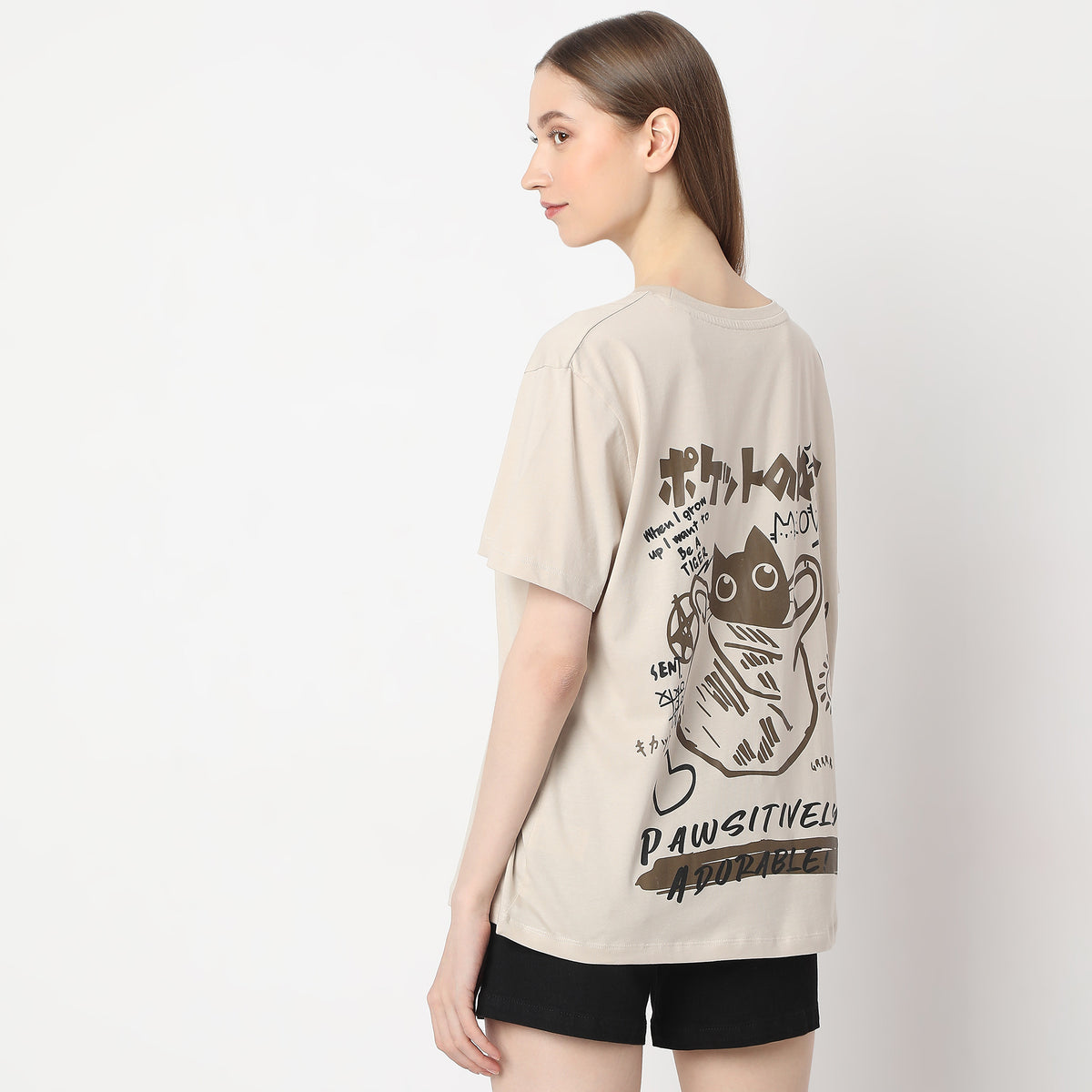 Oversize Butterfly Print Graphic T-Shirt