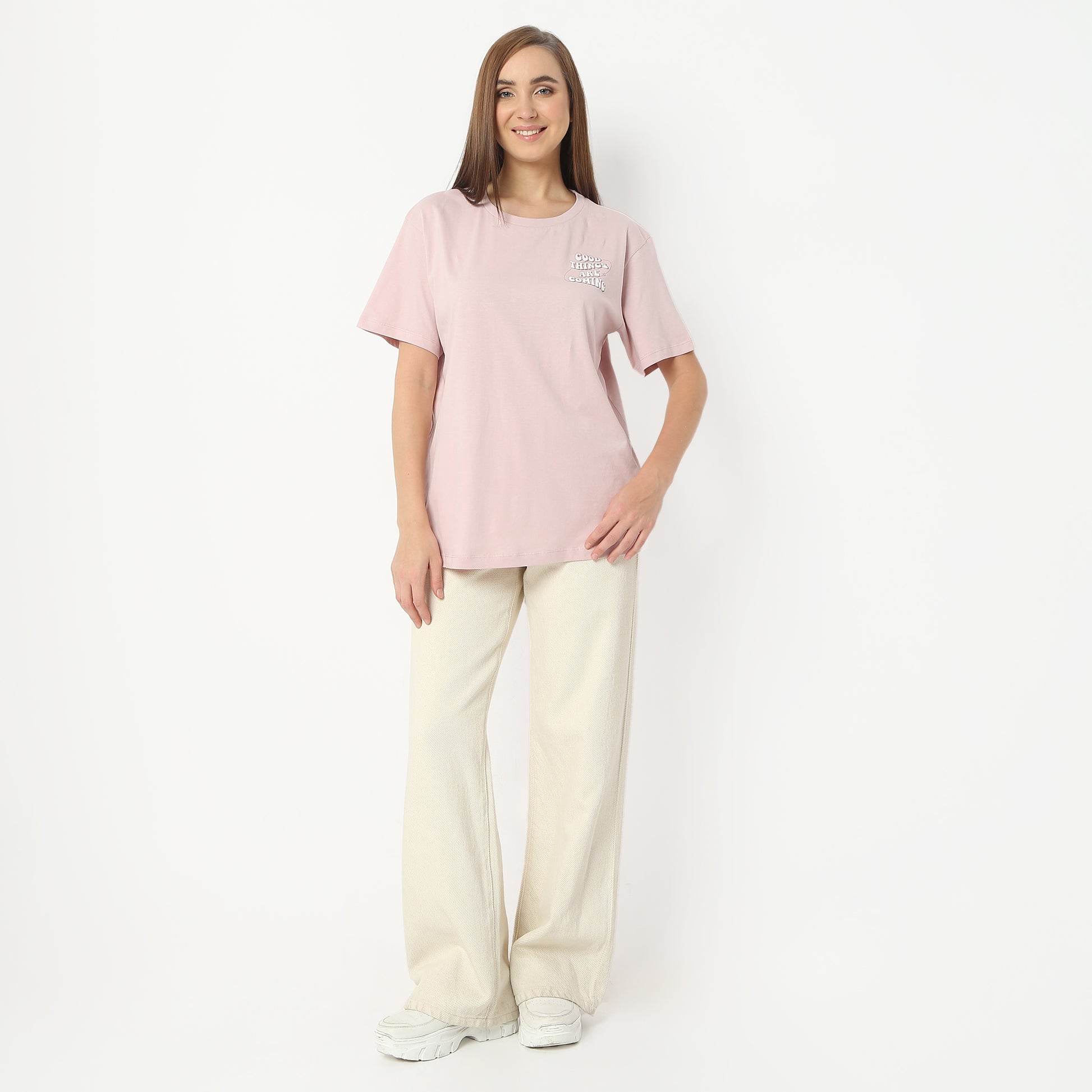 Oversize Graphic Round Neck Regular Length T-Shirt