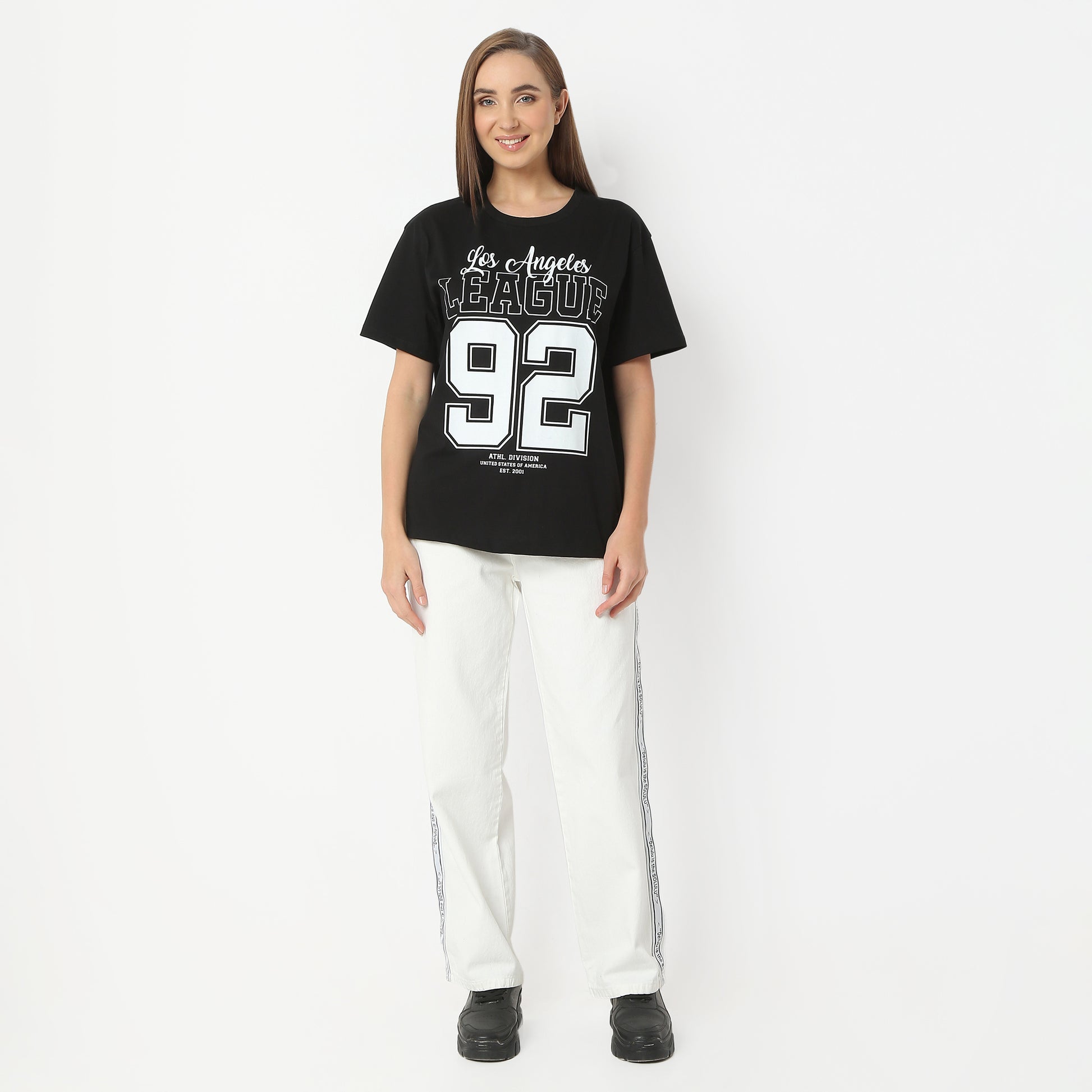 Oversize Graphic Round Neck Regular Length T-Shirt