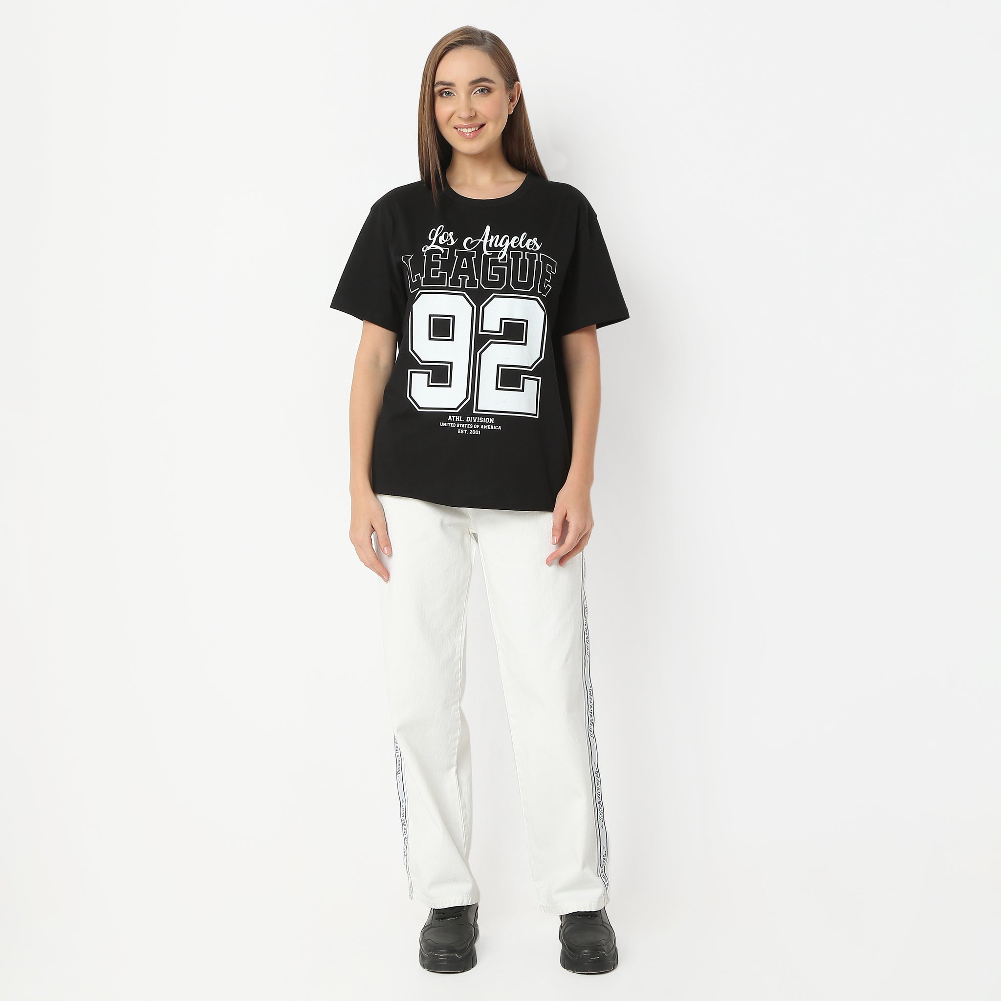 Oversize Graphic Round Neck Regular Length T-Shirt