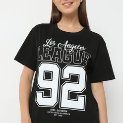 Oversize Graphic Round Neck Regular Length T-Shirt