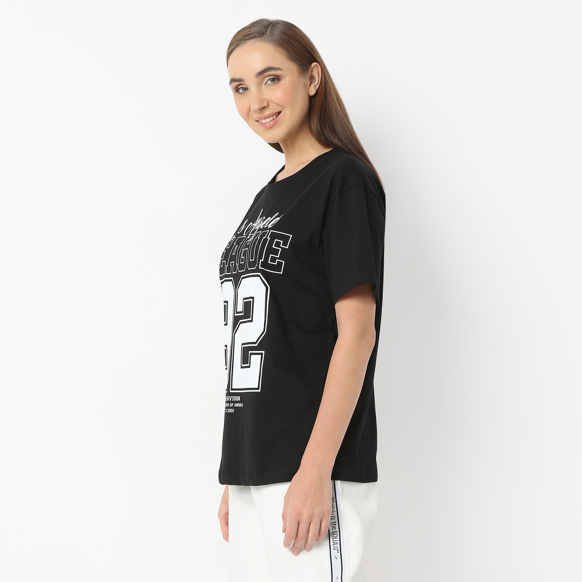 Oversize Graphic Round Neck Regular Length T-Shirt