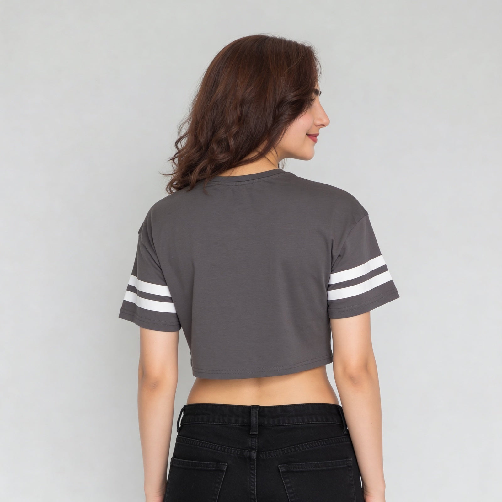Round Neck Half Sleeve Boxy Fit  Graphic Crop T-Shirt