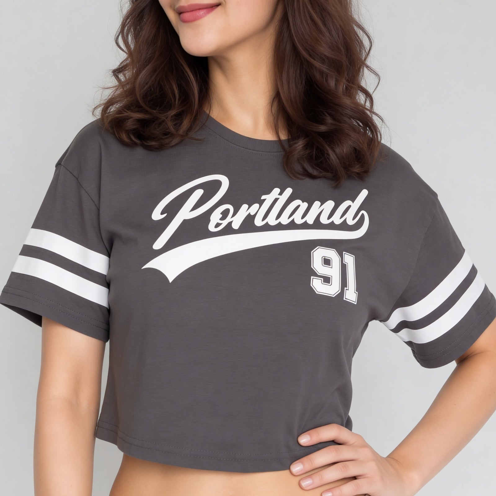 Round Neck Half Sleeve Boxy Fit  Graphic Crop T-Shirt