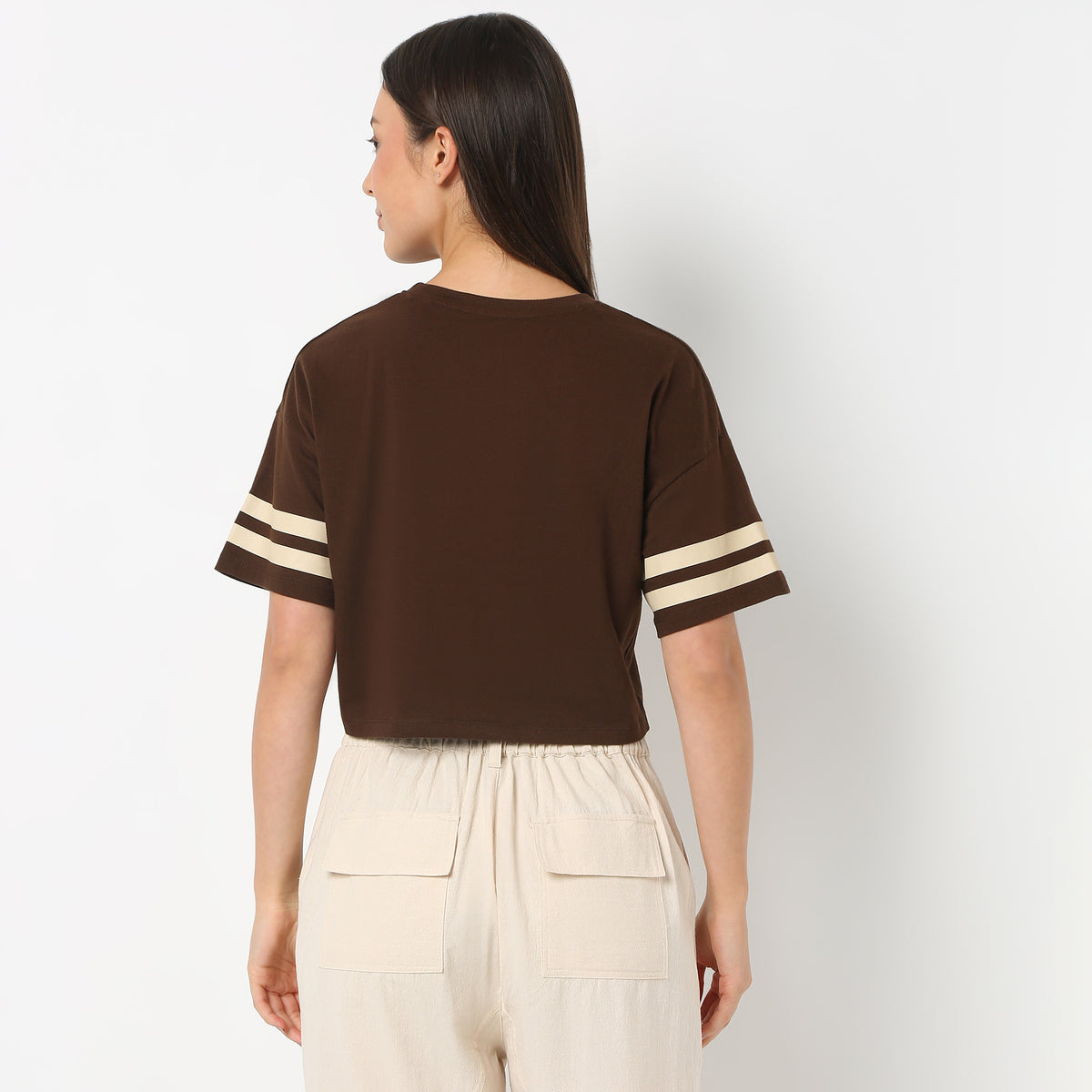 Women Graphic Round Neck Cropped Boxy Fit Young T-Shirt