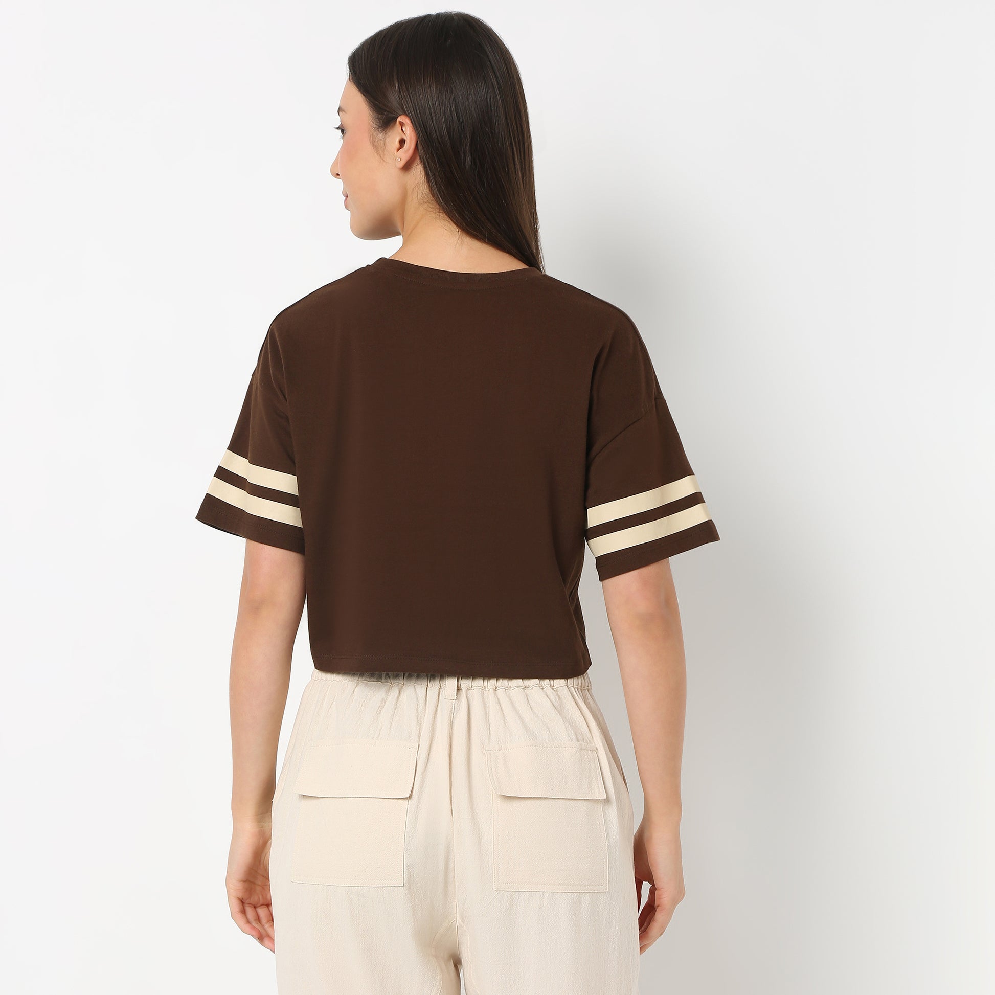Round Neck Half Sleeve Boxy Fit  Graphic Crop T-Shirt