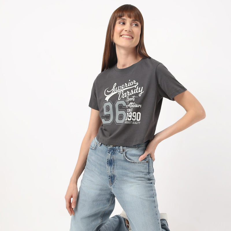 Regular Fit Graphic Round Neck T-Shirt