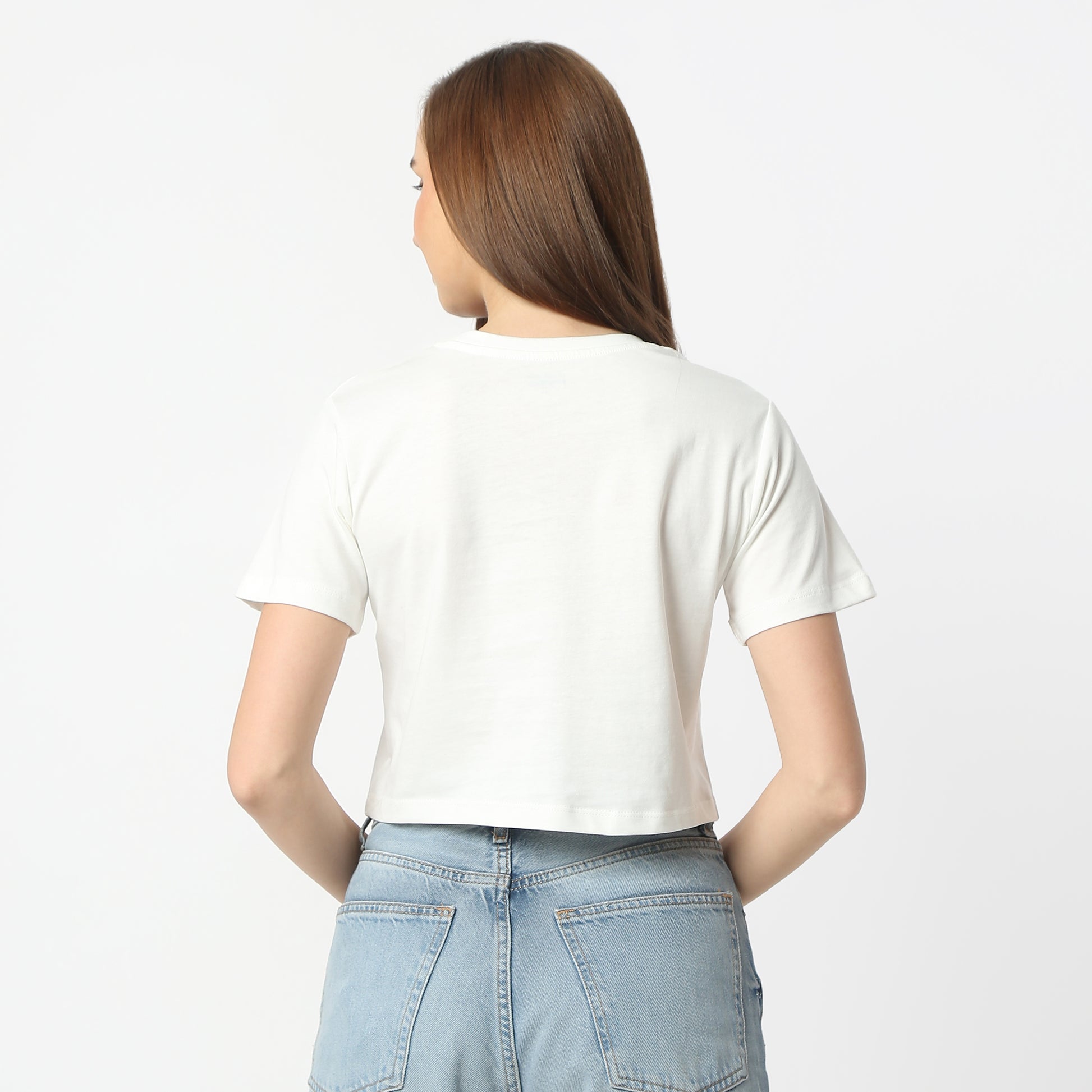 Slim Fit Graphic Round Neck Short Length T-Shirt