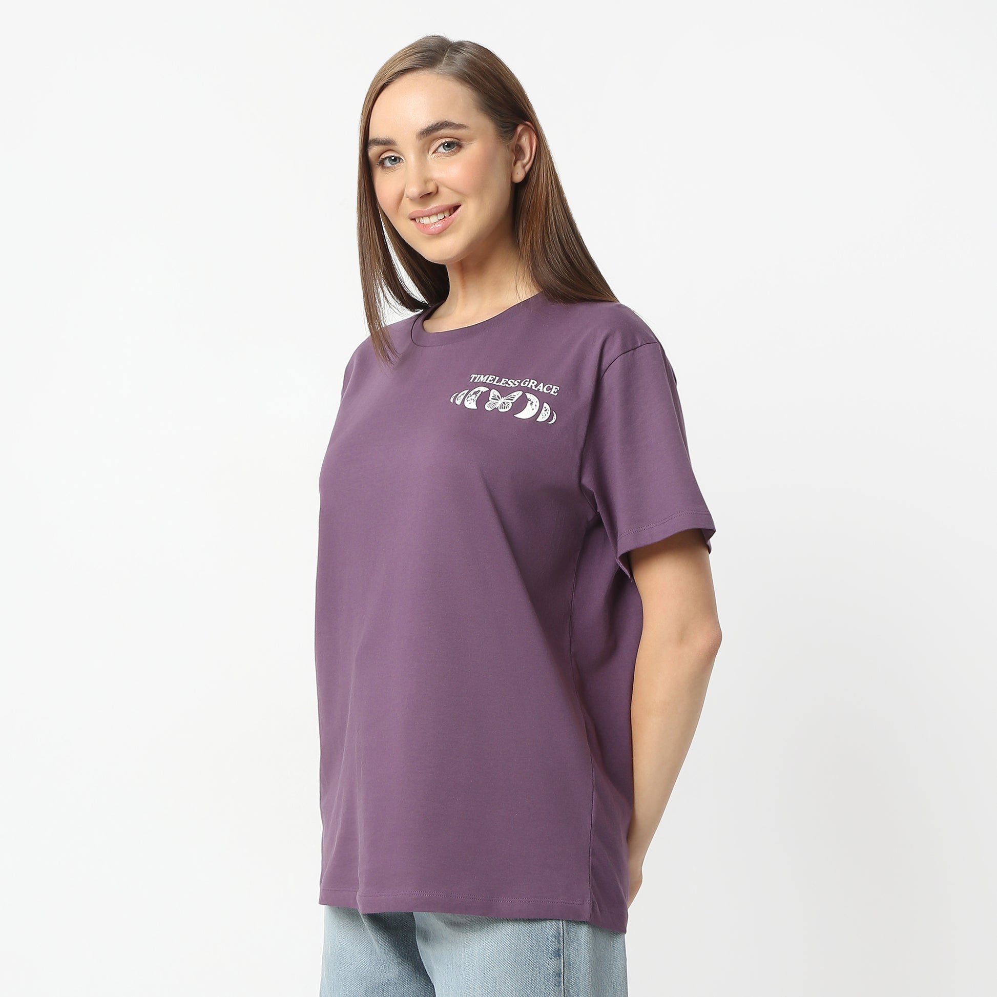 Oversize Graphic Round Neck Regular Length T-Shirt