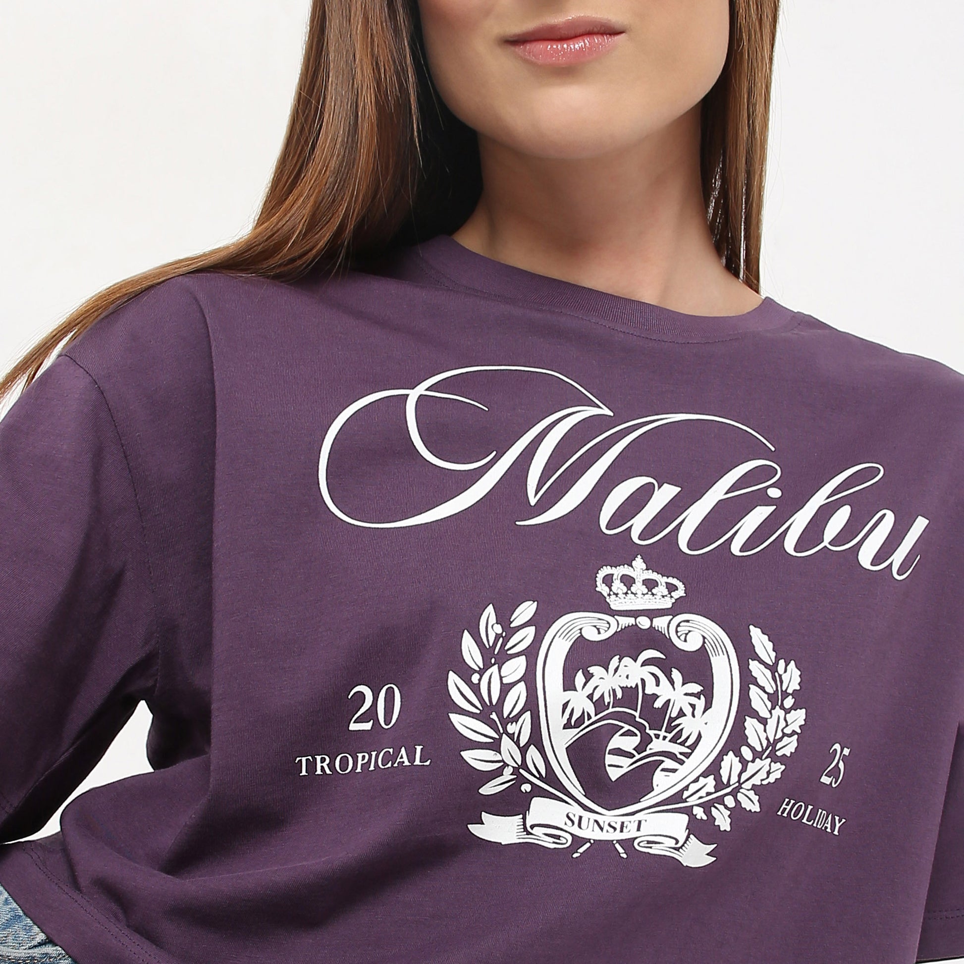 Boxy Fit Graphic Round Neck T-Shirt