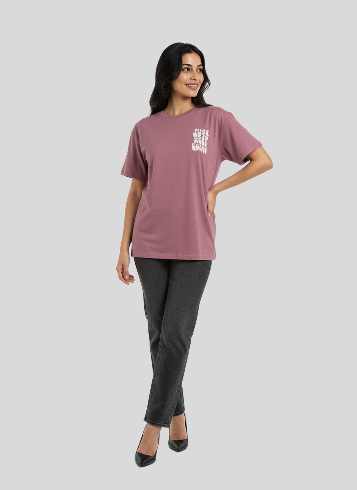 Cotton Graphic Longline Oversize T-Shirt